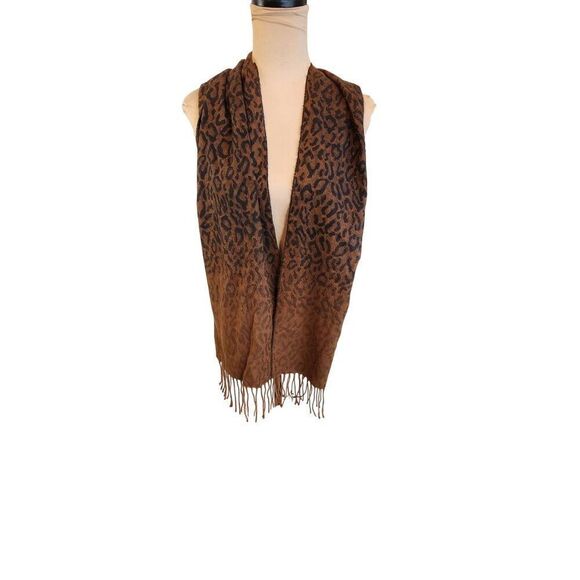 Cejon Brown Animal Print Italian Acrylic Scarf - Picture 1 of 5